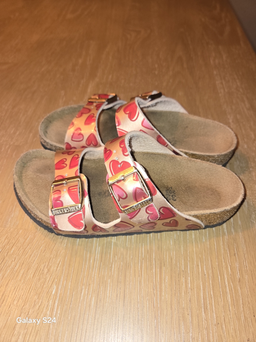 Birkenstock Kids' Heart Print Arizona Sandals - Pink/Red Sz 32